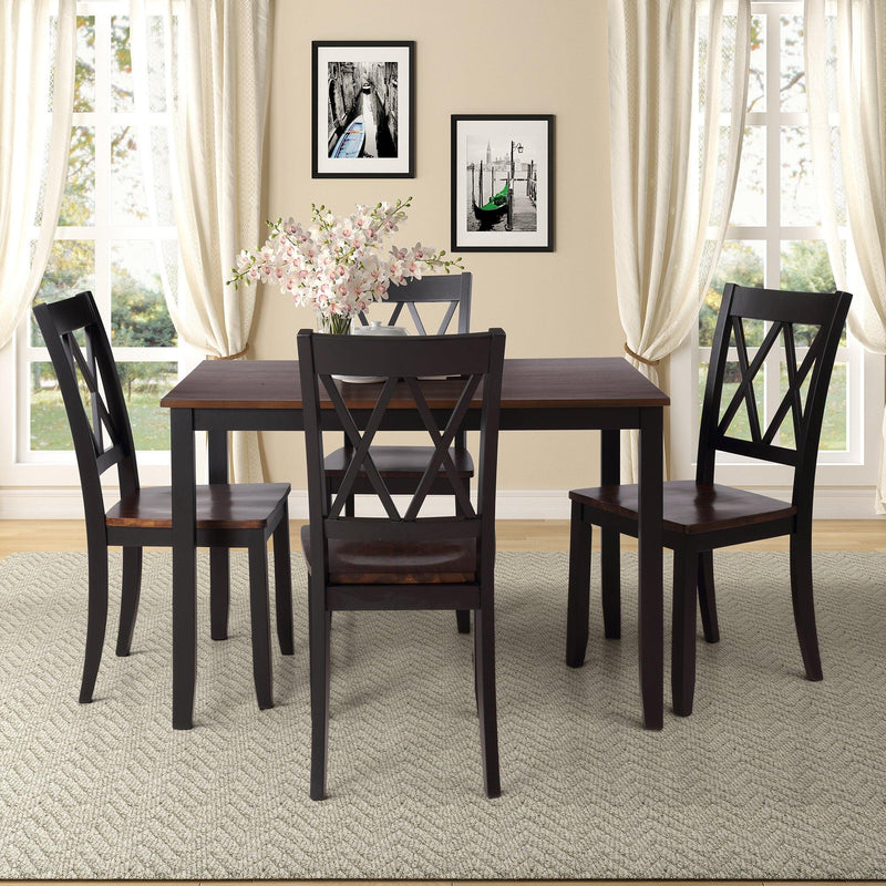 5-Piece Dining Table Set Home Kitchen Table and Chairs Wood Dining Set (Black+Cherry) - Urban Living Furniture (Los Angeles, CA)