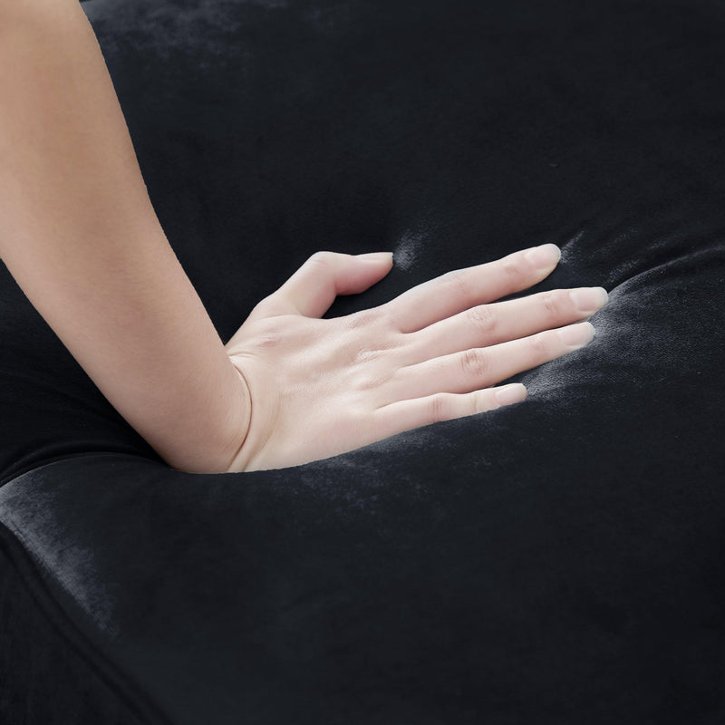 59.4 Inch Wide Black Velvet Sofa with Jeweled buttons,Square Arm ,2 Pillows - Urban Living Furniture (Los Angeles, CA)