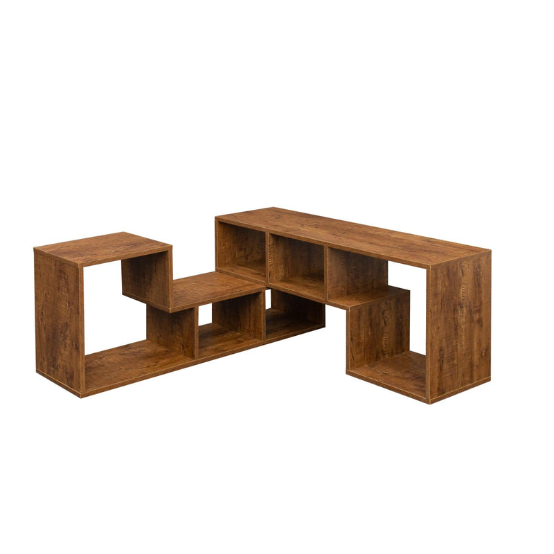 Double L-Shaped TV Stand，Display Shelf ，Bookcase for Home Furniture,Walnut - Urban Living Furniture (Los Angeles, CA)