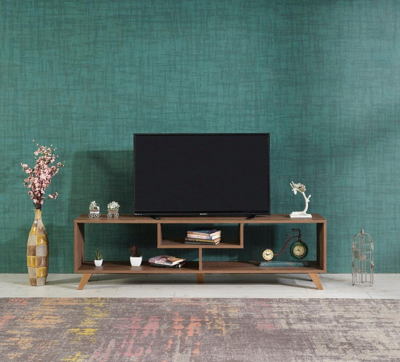 Parma Mid CenturyModern Tv Stand Open Shelving Entertainment Centre 67 inch Tv Unit, Walnut - Urban Living Furniture (Los Angeles, CA)