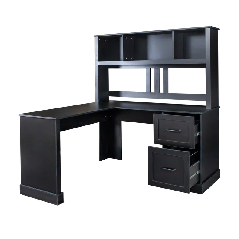 Home Office Computer Desk with Hutch, Antiqued Black finish - Urban Living Furniture (Los Angeles, CA)