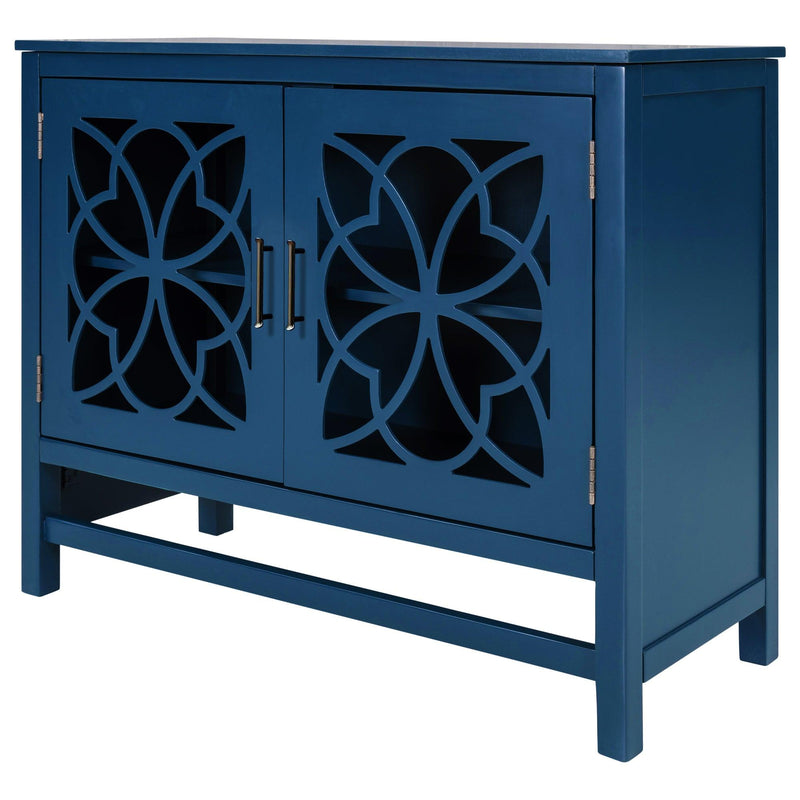 WoodStorage Cabinet with Doors and Adjustable Shelf, Entryway Kitchen Dining Room, Navy Blue - Urban Living Furniture (Los Angeles, CA)