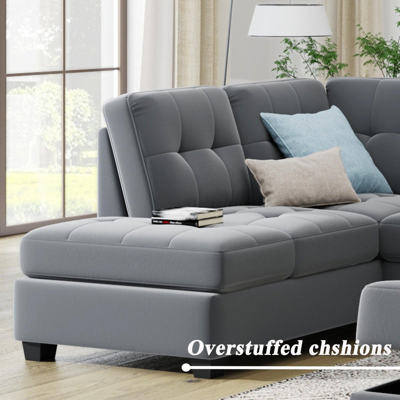 Sectional Sofa with Reversible Chaise Lounge, L-Shaped Couch withStorage Ottoman and Cup Holders - Urban Living Furniture (Los Angeles, CA)