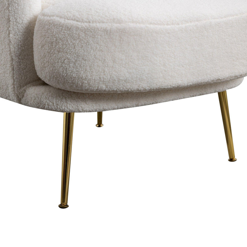 30.32"W Accent Chair Upholstered Curved Backrest Reading Chair Single Sofa Leisure Club Chair with Golden Adjustable Legs For Living Room Bedroom Dorm Room (Ivory Boucle) - Urban Living Furniture (Los Angeles, CA)