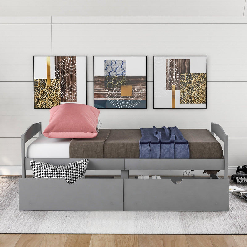 Twin size platform bed, with two drawers, gray - Urban Living Furniture (Los Angeles, CA)