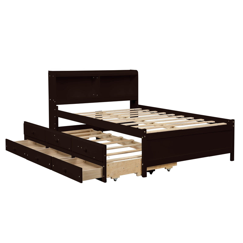 Full Bed with Bookcase,Twin Trundle,Drawers,Espresso - Urban Living Furniture (Los Angeles, CA)