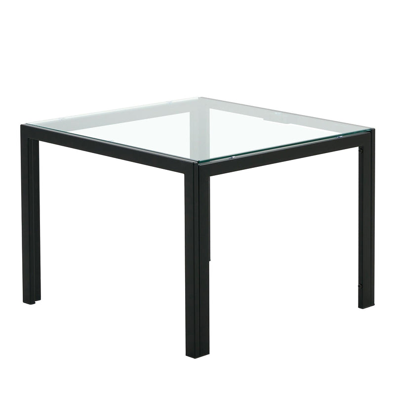 Coffee Table Set of 2, SquareModern Table with Tempered Glass Finish for Living Room,Transparent