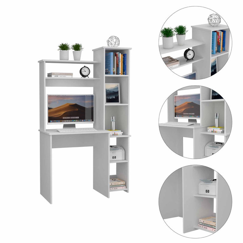 Marston 6-Shelf Writing Desk with Built-in Bookcase White - Urban Living Furniture (Los Angeles, CA)