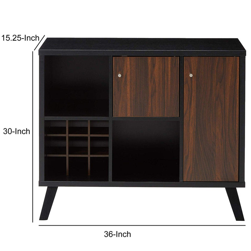 Wooden Wine BarStorage Cabinet with 2 door cabinet andStorage Cubes, Black And Brown - Urban Living Furniture (Los Angeles, CA)