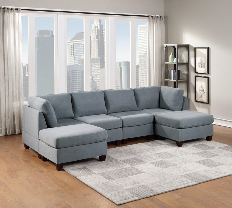 Living Room Furniture Corner Wedge Grey Linen Like Fabric 1pc Cushion Wedge Sofa Wooden Legs - Urban Living Furniture (Los Angeles, CA)