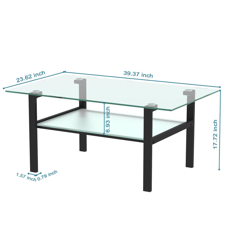 Transparent glass black coffee table,Modern simple, living room coffee table, side center table - Urban Living Furniture (Los Angeles, CA)