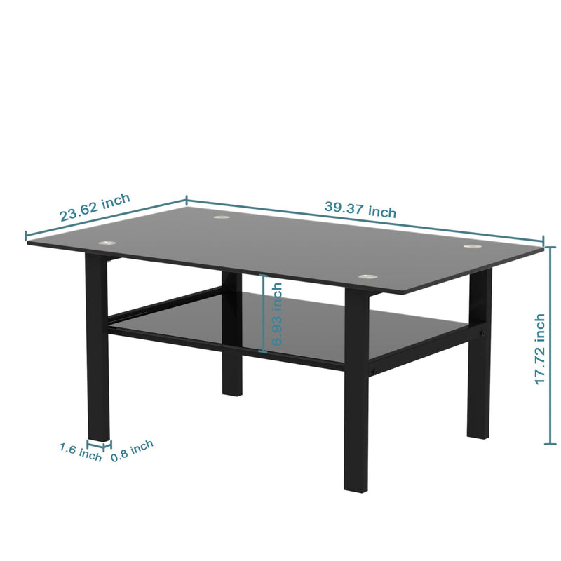 Black glass coffee table,Modern and simple, black living room coffee table, side table - Urban Living Furniture (Los Angeles, CA)