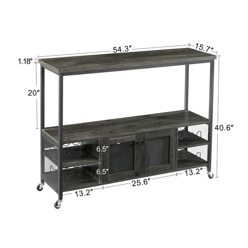 Wine shelf table,Modern wine bar cabinet, console table, bar table, TV cabinet, sideboard withStorage compartment, can be used in living room, dining room, kitchen, entryway, hallway.Dark Grey. - Urban Living Furniture (Los Angeles, CA)