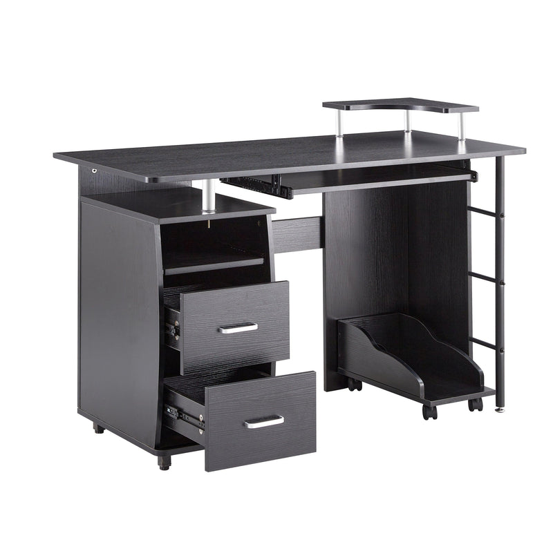 solid wood computer Desk,office table with PC droller,Storage shelves and file cabinet , two drawers, CPU tray,a shelf  used for planting, single , black. 47.24''L 21.65''W 34.35''H - Urban Living Furniture (Los Angeles, CA)