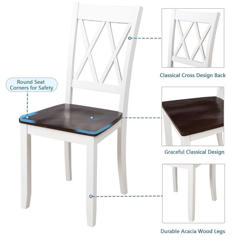 5-Piece Dining Table Set Home Kitchen Table and Chairs Wood Dining Set (White+Cherry) - Urban Living Furniture (Los Angeles, CA)