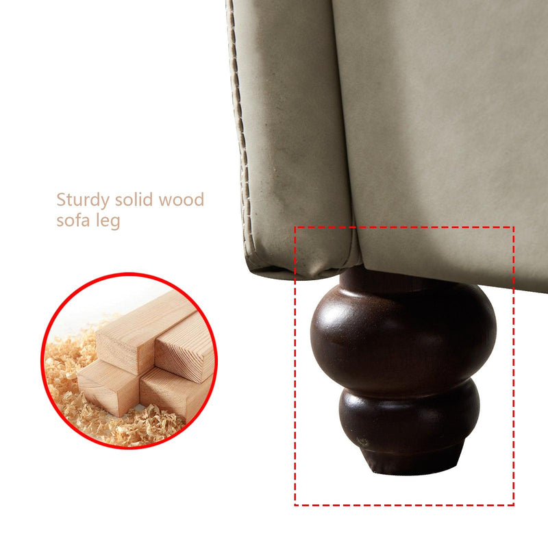 Living Room Furniture Linen Fabric Faux Leather with Wood Leg Sofa (Beige) - Urban Living Furniture (Los Angeles, CA)