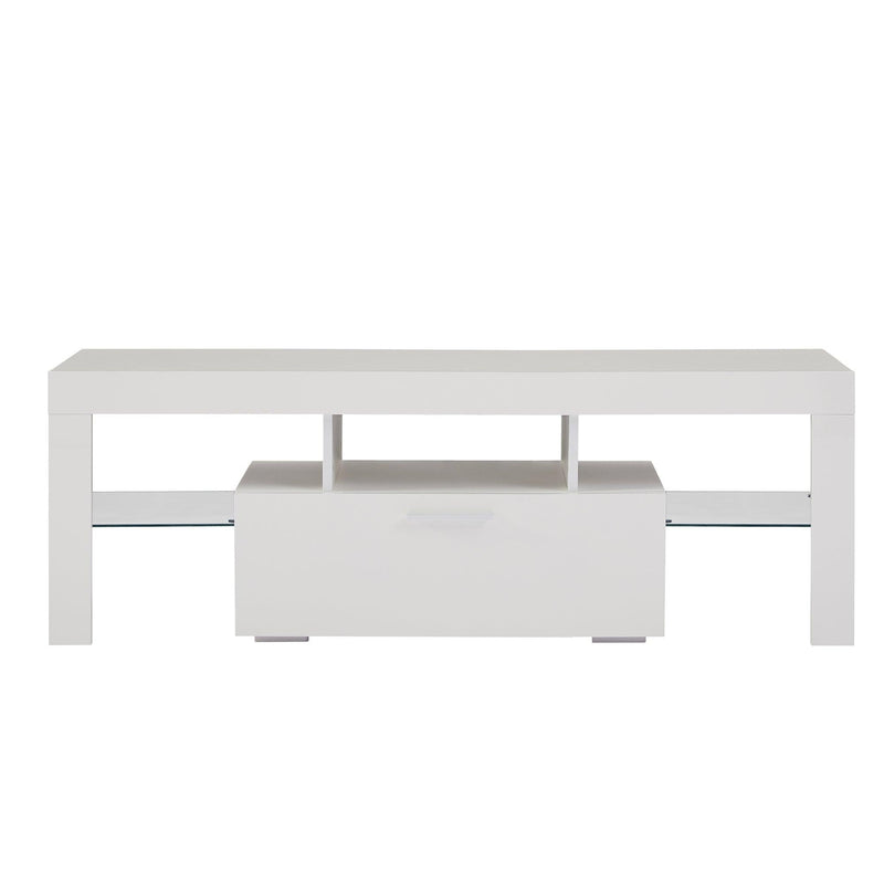 White morden TV Stand with LED Lights,high glossy front TV Cabinet,can be assembled in Lounge Room, Living Room or Bedroom,color:WHITE - Urban Living Furniture (Los Angeles, CA)