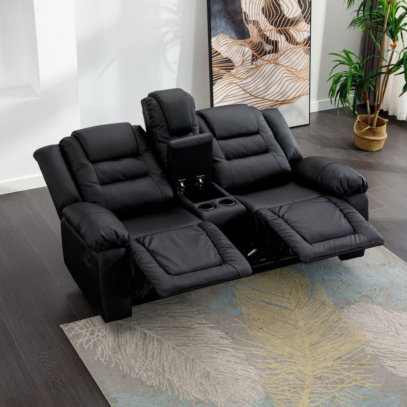 Home Theater Seating Manual Recliner, PU Leather Reclining Loveseat for Living Room - Urban Living Furniture (Los Angeles, CA)