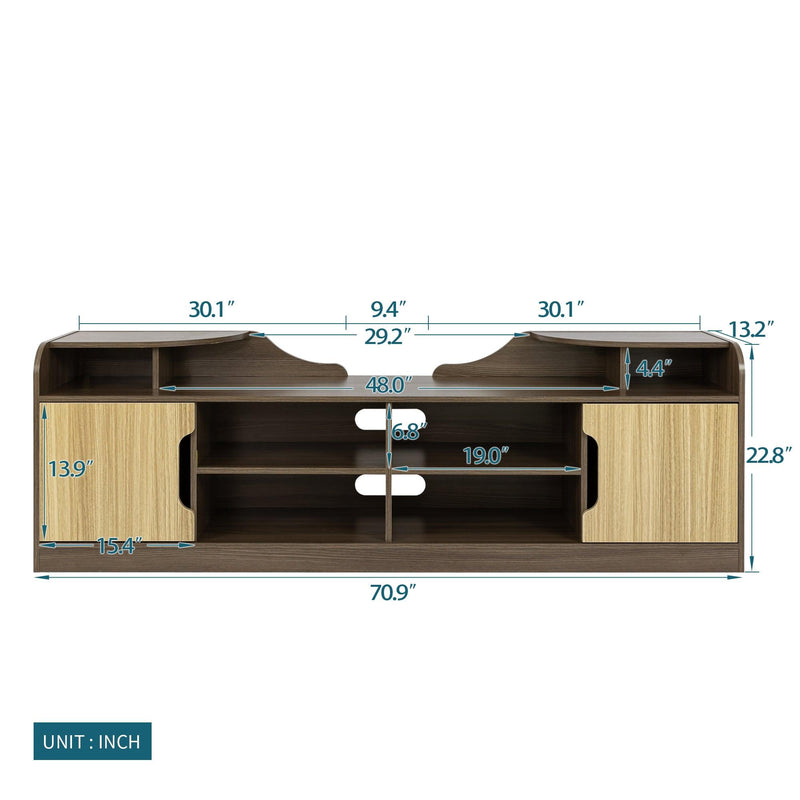 70.87Inches morden TV Stand,high glossy front TV Cabinet,The cabinet body and the door panel are embossed, showing elegancecan be assembled in Lounge Room, Living Room or Bedroom,color:Beige+Brown - Urban Living Furniture (Los Angeles, CA)