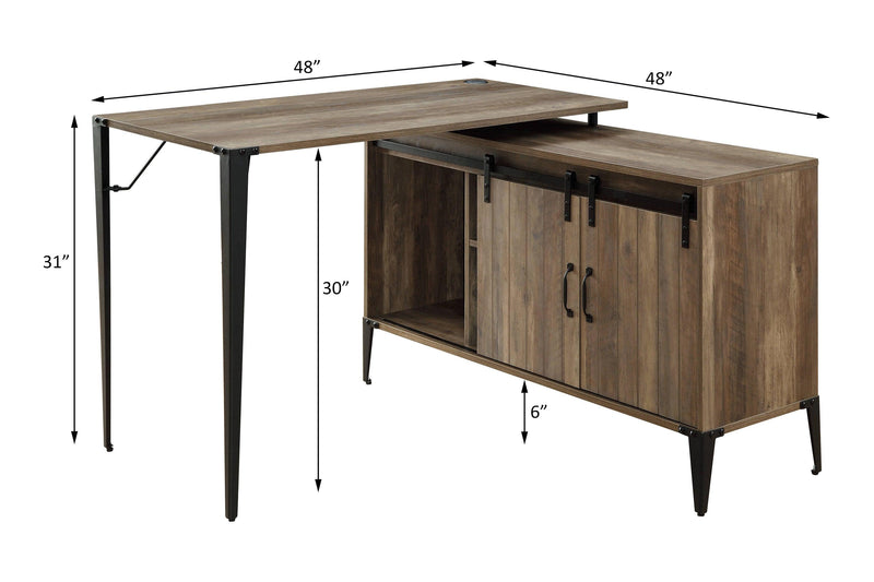 ACME Zakwani Writing Desk, Rustic Oak & Black Finish OF00010 - Urban Living Furniture (Los Angeles, CA)