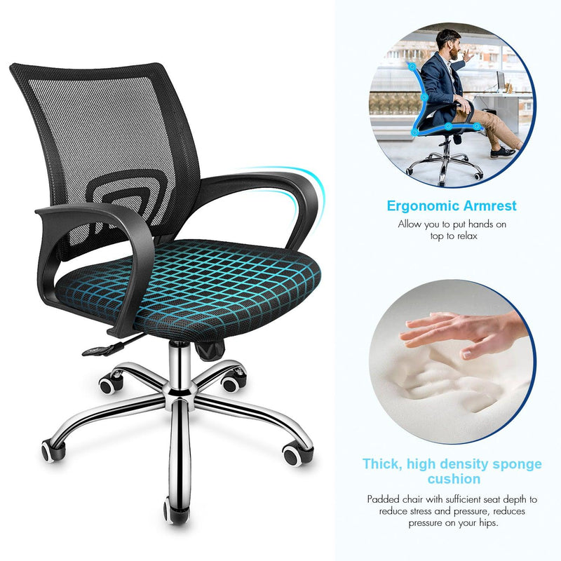 Simple Deluxe Task Office Chair Ergonomic Mesh Computer Chair with Wheels and Arms and Lumbar Support Adjustable Height Study Chair for Students Teens Men Women for Dorm Home Office,Black - Urban Living Furniture (Los Angeles, CA)