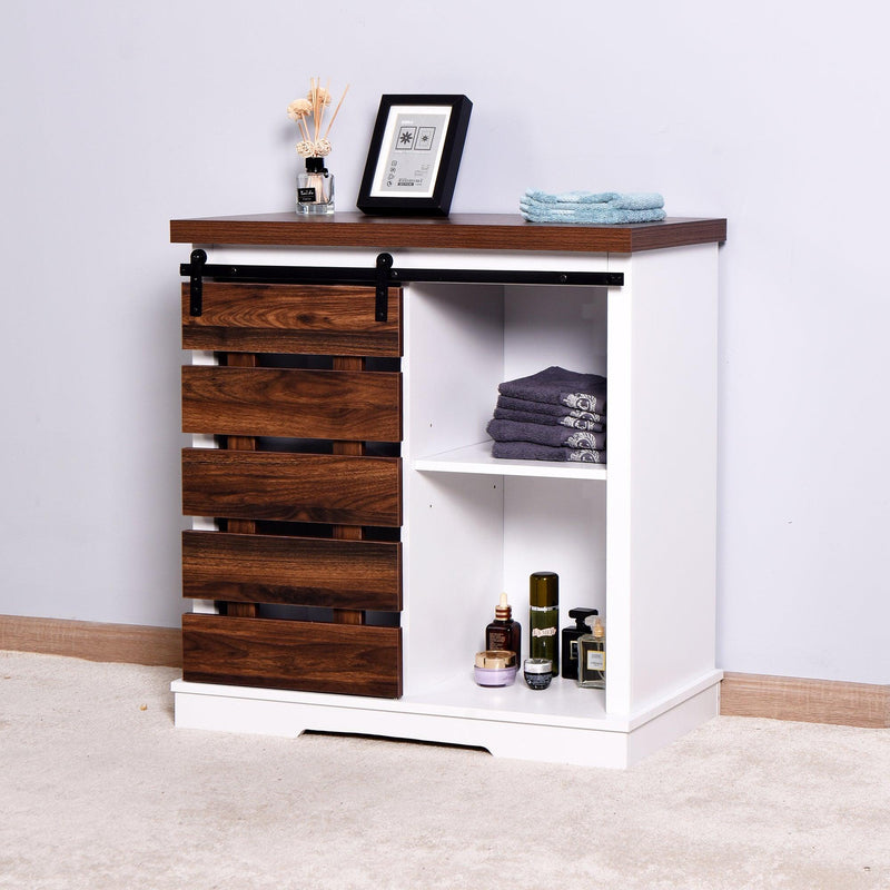 Living Room Wooden WhiteStorage Cabinet with Barn Door 31.5 x 15.35 x 32 inch - Urban Living Furniture (Los Angeles, CA)