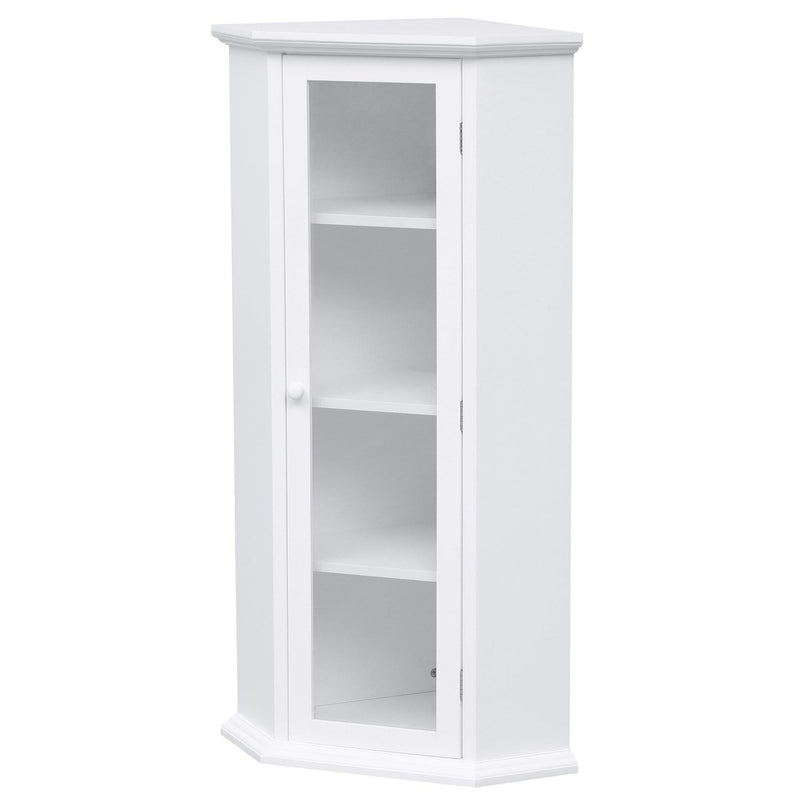 Freestanding Bathroom Cabinet with Glass Door, CornerStorage Cabinet for Bathroom, Living Room and Kitchen, MDF Board with Painted Finish, White - Urban Living Furniture (Los Angeles, CA)