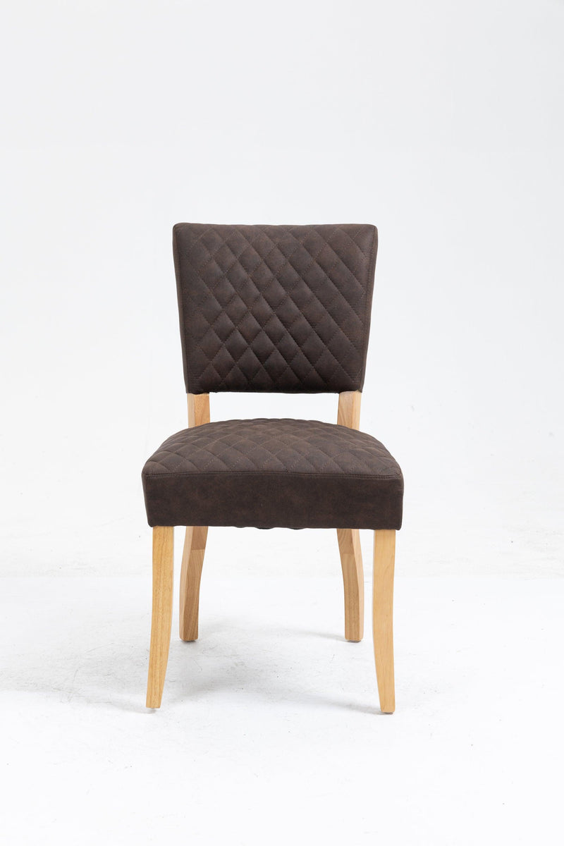 Upholstered Diamond Stitching Leathaire Dining Chair with Solid Wood Legs BROWN - Urban Living Furniture (Los Angeles, CA)