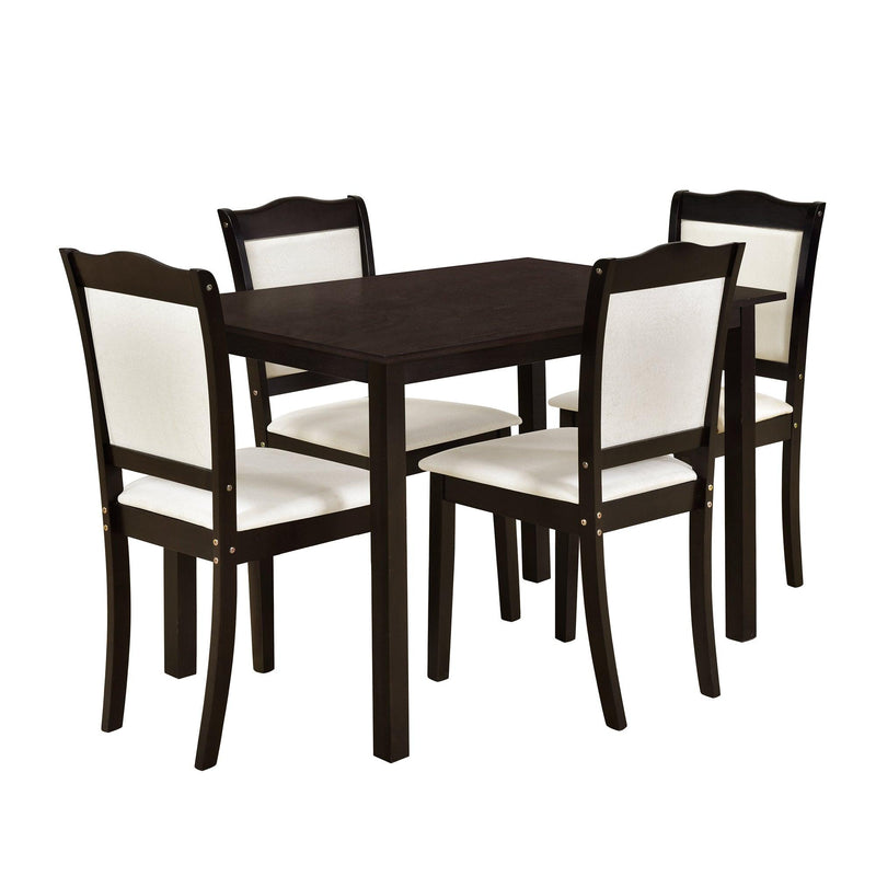 5-Piece Wood Dining Table Set Simple Style Kitchen Dining Set Rectangular Table with Upholstered Chairs for Limited Space (Espresso) - Urban Living Furniture (Los Angeles, CA)