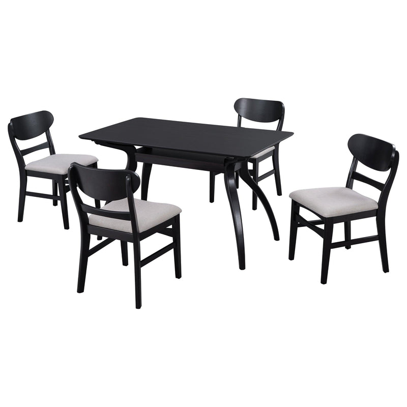 Elegant Rubber Wood Frame Dining Table Set with Special-shape LegsStorage Space MDF Board Tabletop Soft Cushion Chairs (Espresso) - Urban Living Furniture (Los Angeles, CA)