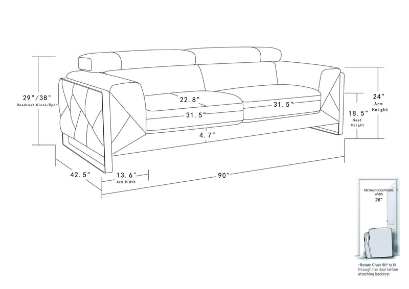 Global United Top Grain Italian Leather  Sofa - Urban Living Furniture (Los Angeles, CA)