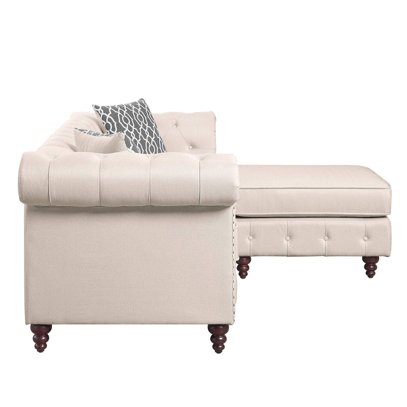 ACME Waldina Reversible Sectional Sofa  in Beige Fabric LV00643