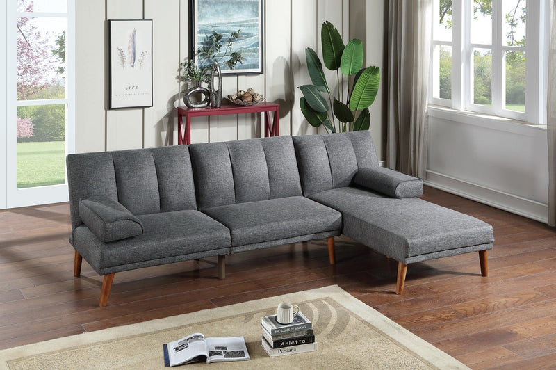 Blue Grey Polyfiber Adjustable Sofa Living Room Furniture Solid wood Legs Plush Couch - Urban Living Furniture (Los Angeles, CA)