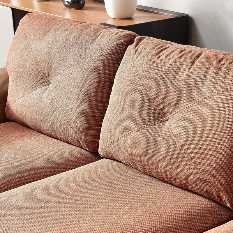 Living Room General Use Linen Fabric Faux Leather with Wood Leg Love Seat (Red Brown) - Urban Living Furniture (Los Angeles, CA)