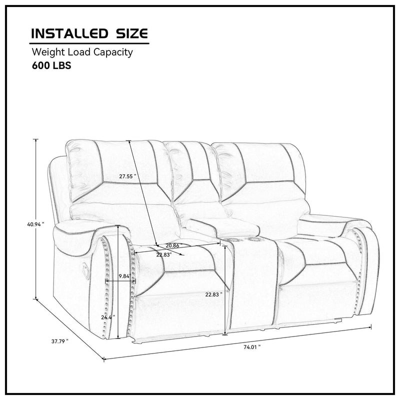 Faux Leather Reclining Sofa Couch Loveseat Sofa for Living Room Grey - Urban Living Furniture (Los Angeles, CA)