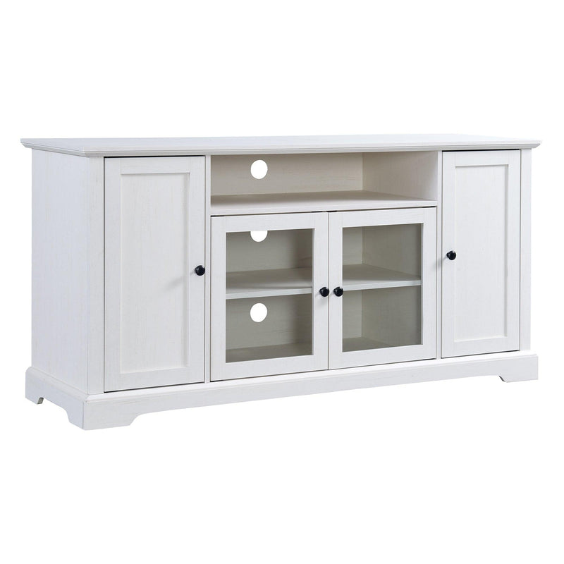 TV Stand for TV up to 65in with 2 Tempered Glass Doors Adjustable Panels Open Style Cabinet, Sideboard for Living room, White - Urban Living Furniture (Los Angeles, CA)