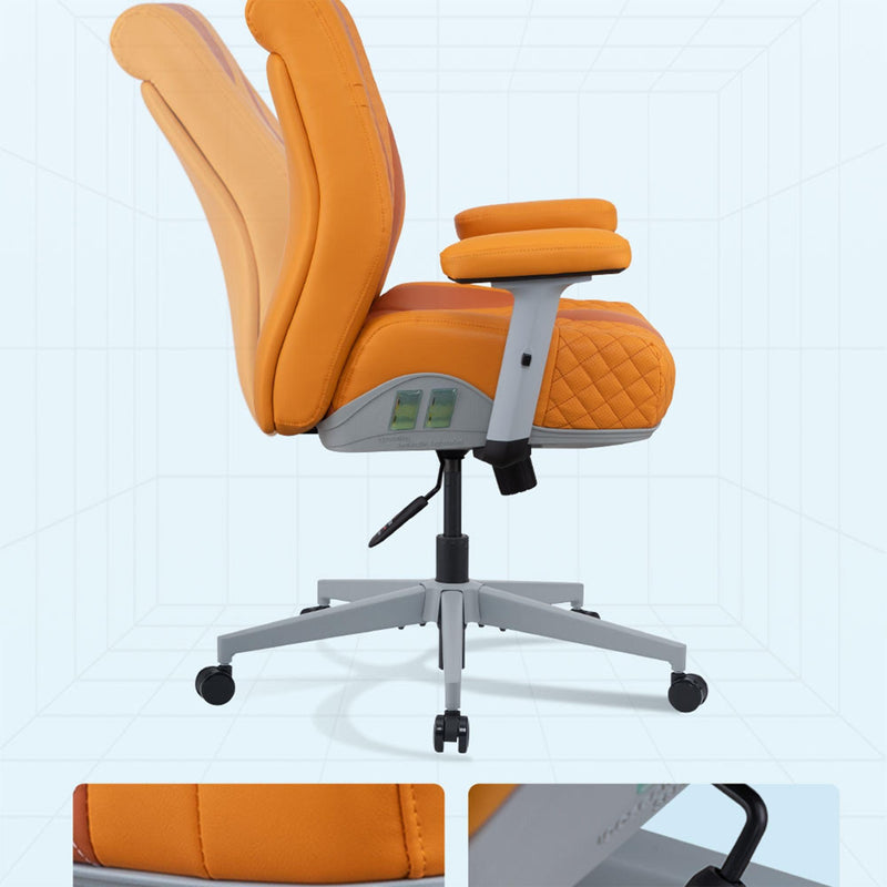 Office Desk Chair, Air Cushion Low Back Ergonomic Managerial Executive Chairs, Headrest and Lumbar Support Desk Chairs with Wheels and Armrest, Yellow/Grey