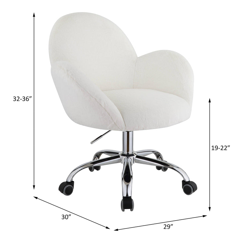 ACME JaOffice Chair in White Lapin & Chrome Finish OF00119 - Urban Living Furniture (Los Angeles, CA)