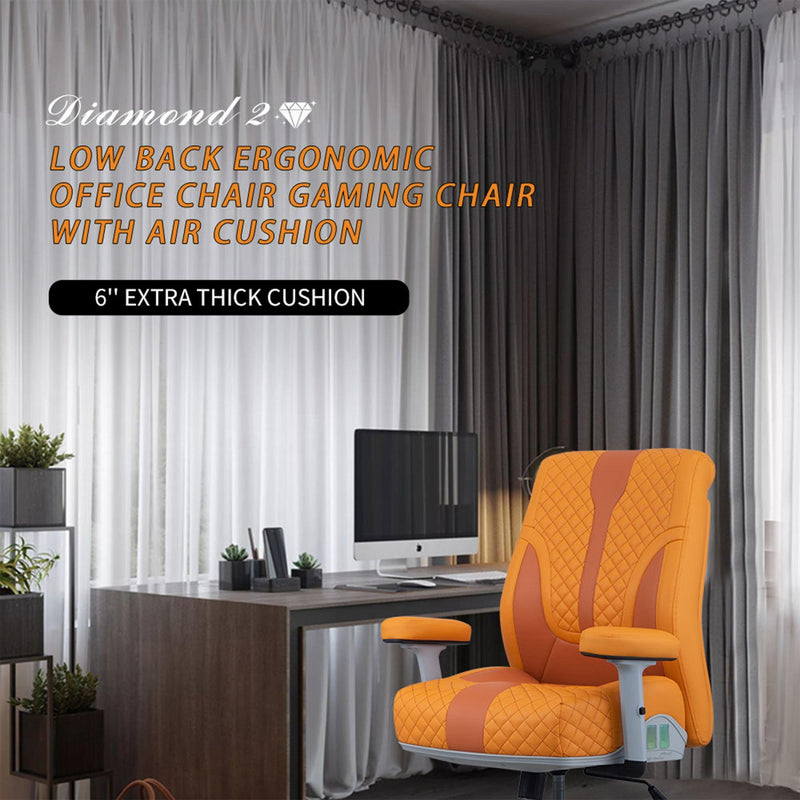 Office Desk Chair, Air Cushion Low Back Ergonomic Managerial Executive Chairs, Headrest and Lumbar Support Desk Chairs with Wheels and Armrest, Orange/Dark Orange - Urban Living Furniture (Los Angeles, CA)