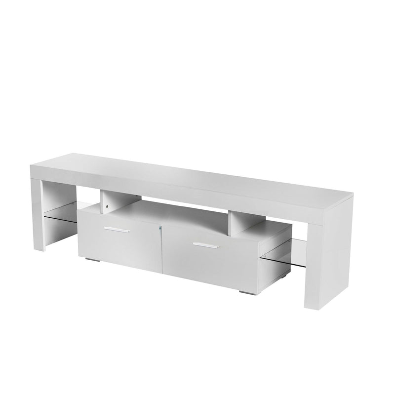 White morden TV Stand with LED Lights,high glossy front TV Cabinet,can be assembled in Lounge Room, Living Room or Bedroom,color:WHITE - Urban Living Furniture (Los Angeles, CA)