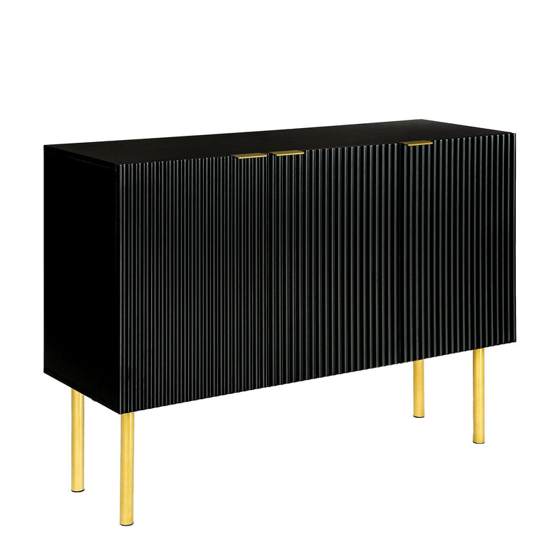 Modern Simple & Luxury Style Sideboard Particle Board & MDF Board Cabinet with Gold Metal Legs & Handles, Adjustable Shelves for Living Room, Dining Room (Black) - Urban Living Furniture (Los Angeles, CA)