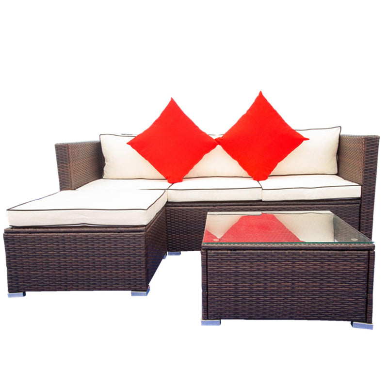 3 Piece Patio Sectional Wicker Rattan Outdoor Furniture Sofa Set - Urban Living Furniture (Los Angeles, CA)