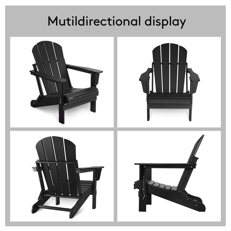 Folding Adirondack Chair Outdoor, Poly Lumber Weather Resistant Patio Chairs for Garden, Deck, Backyard, Lawn Furniture, Easy Maintenance & Classic Adirondack Chairs Design, Black - Urban Living Furniture (Los Angeles, CA)