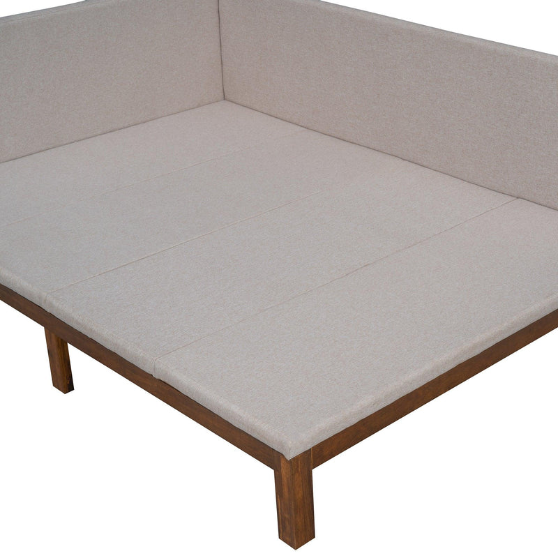 Upholstered Daybed/Sofa Bed Frame Full Size Linen-Beige