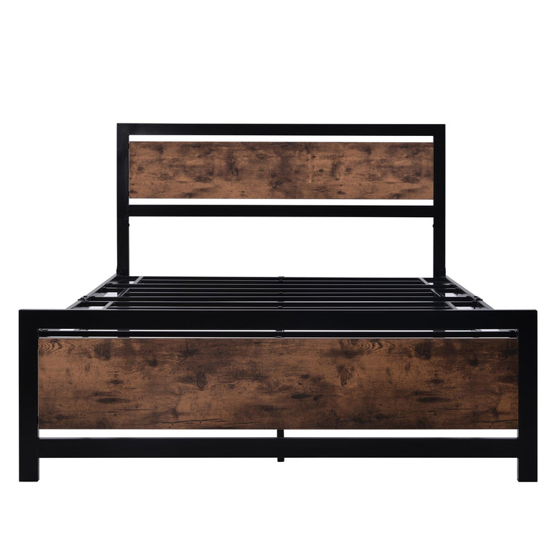 Metal and Wood Bed Frame with Headboard and Footboard ,Full Size Platform Bed ,No Box Spring Needed, Easy to Assemble(BLACK) - Urban Living Furniture (Los Angeles, CA)