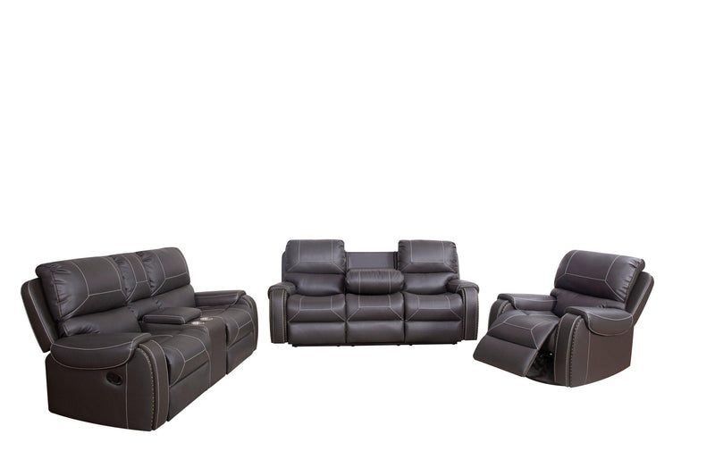 Faux Leather Reclining Sofa Couch 3 Seater Sofa for Living Room Grey