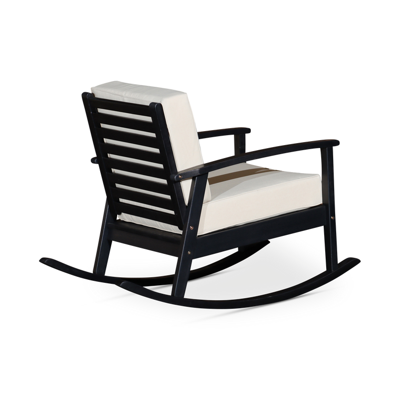 Eucalyptus Rocking Chair with Cushions -  Espresso Finish -  Sand Cushions