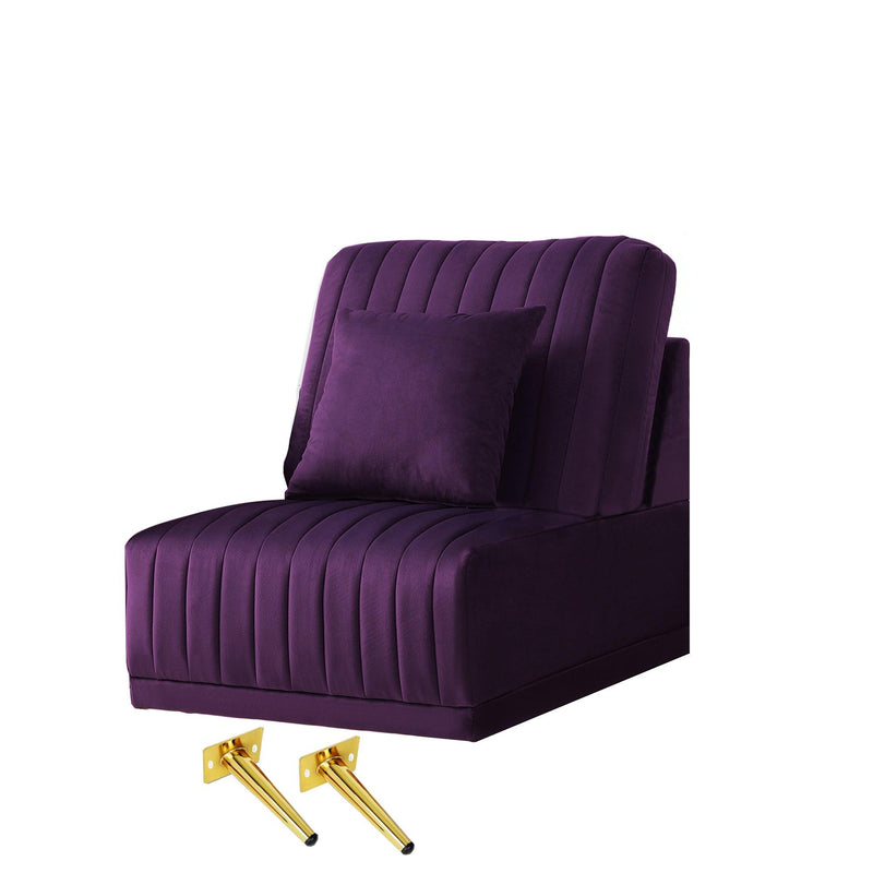 Purple Velvet Accent Chair Living Room Chair Upholstered Middle Chair With ld Legs , not sold separately, needs to be combined with other parts or multiple seats - Urban Living Furniture (Los Angeles, CA)