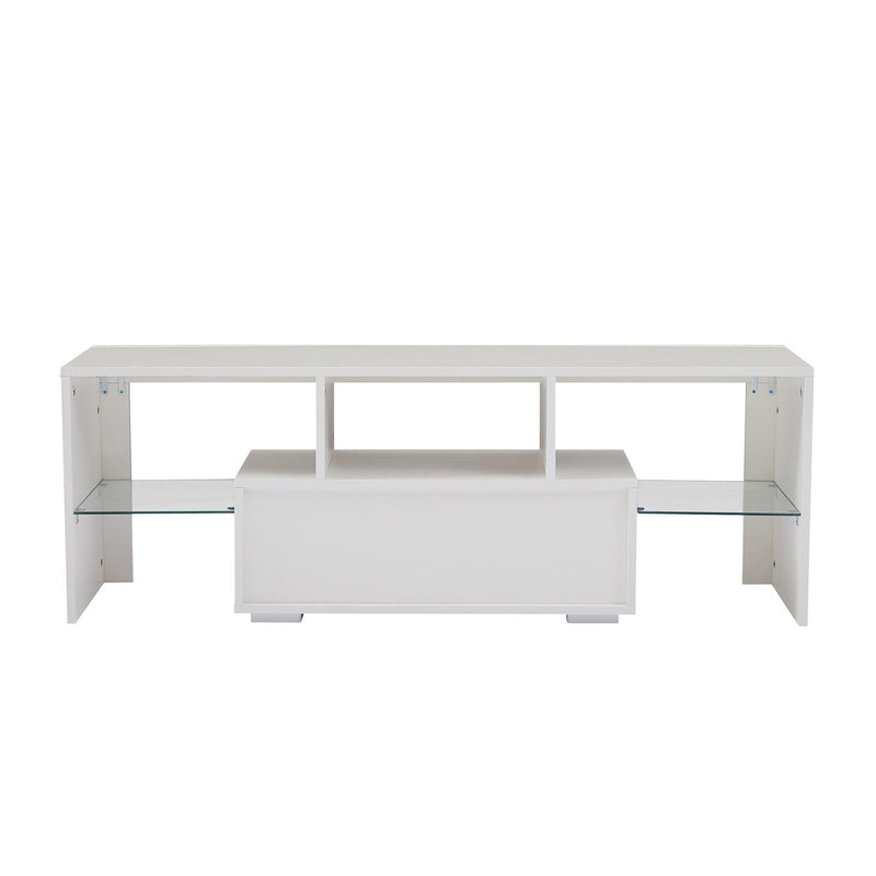 White morden TV Stand with LED Lights,high glossy front TV Cabinet,can be assembled in Lounge Room, Living Room or Bedroom,color:WHITE - Urban Living Furniture (Los Angeles, CA)