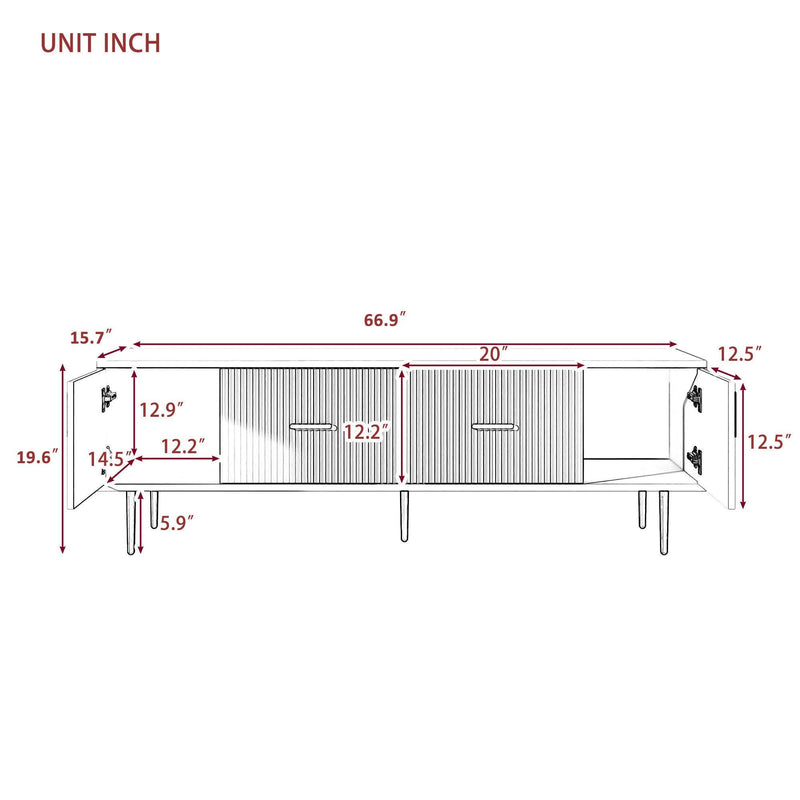 Modern TV Stand with 5 Champagne Legs - Durable, Stylish and Spacious，TVS Up to 75'' - Urban Living Furniture (Los Angeles, CA)